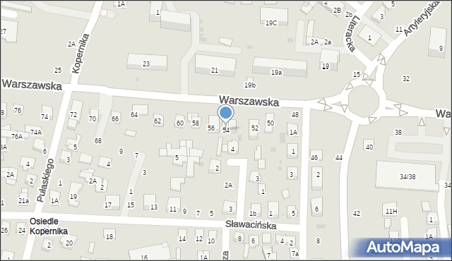 Biała Podlaska, Warszawska, 54, mapa Białej Podlaskiej