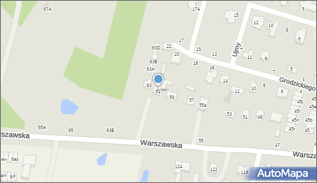 Biała Podlaska, Warszawska, 61, mapa Białej Podlaskiej