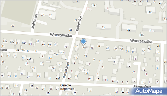 Biała Podlaska, Warszawska, 70, mapa Białej Podlaskiej