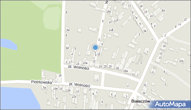 Białaczów, Wąska, 1, mapa Białaczów