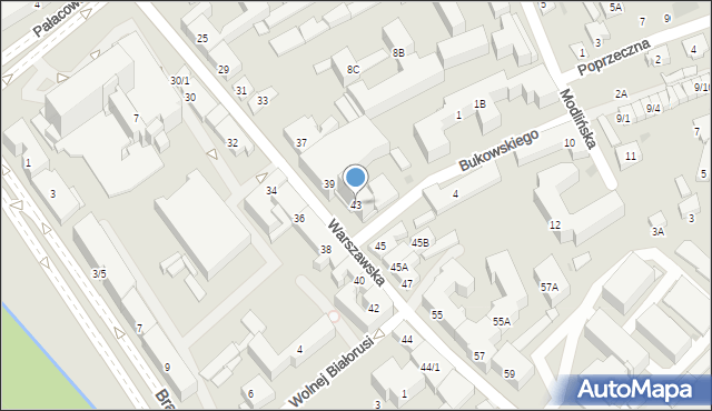 Białystok, Warszawska, 43, mapa Białegostoku