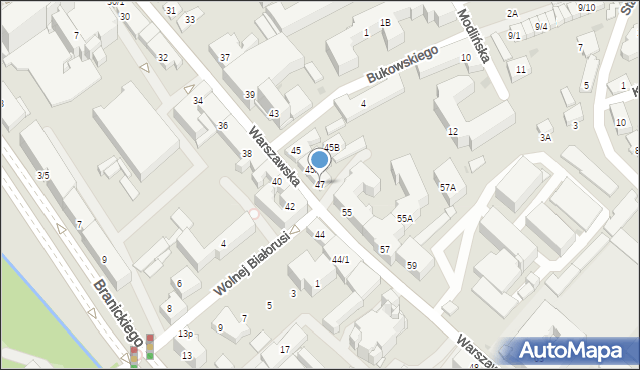 Białystok, Warszawska, 47, mapa Białegostoku