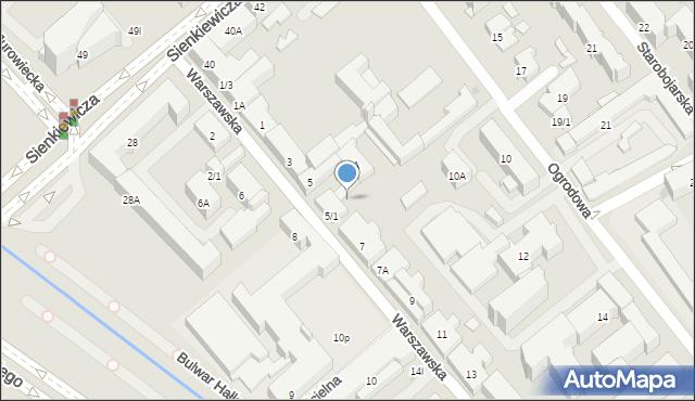 Białystok, Warszawska, 5B, mapa Białegostoku