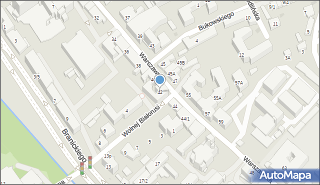 Białystok, Warszawska, 42, mapa Białegostoku