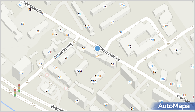 Białystok, Warszawska, 72, mapa Białegostoku