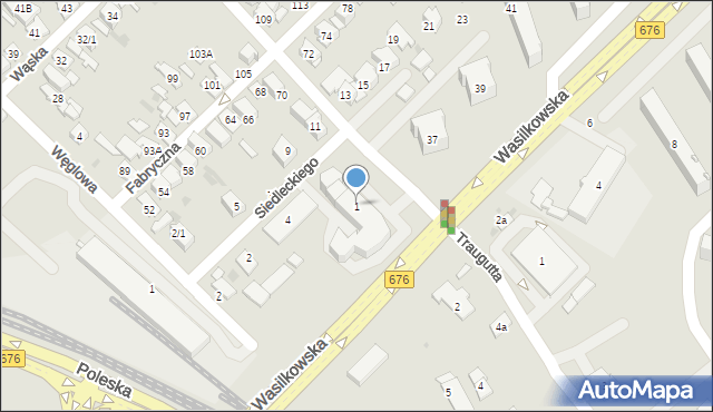 Białystok, Wasilkowska, 1, mapa Białegostoku