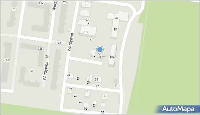 Białystok, Warzywna, 9, mapa Białegostoku