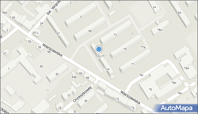 Białystok, Warszawska, 71, mapa Białegostoku