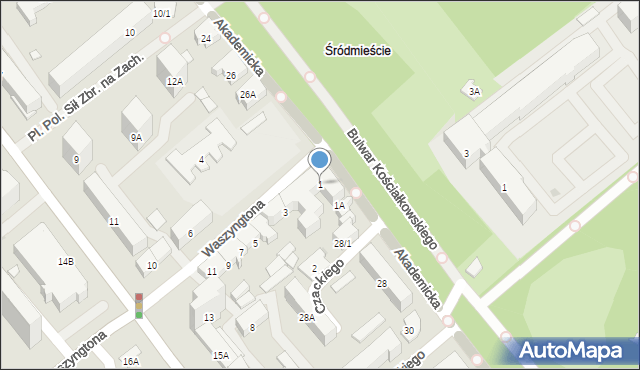 Białystok, Waszyngtona Jerzego, 1, mapa Białegostoku