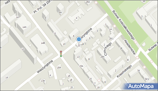 Białystok, Waszyngtona Jerzego, 11, mapa Białegostoku