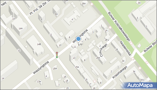 Białystok, Waszyngtona Jerzego, 9, mapa Białegostoku