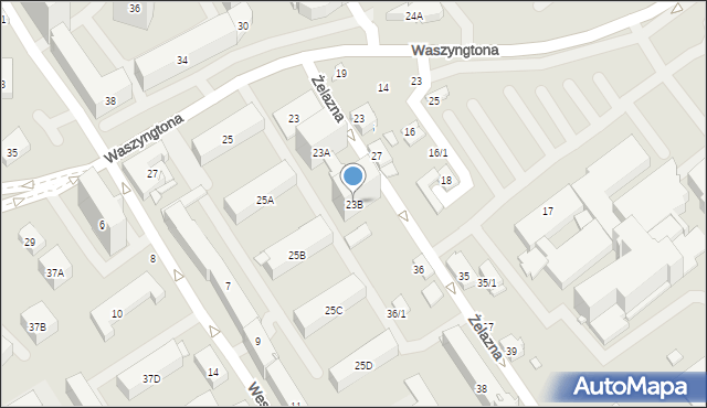 Białystok, Waszyngtona Jerzego, 23B, mapa Białegostoku