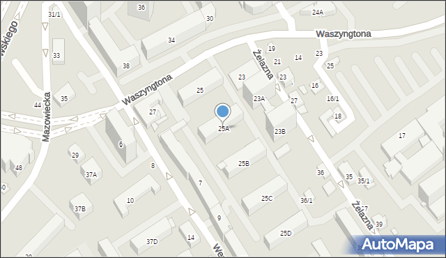 Białystok, Waszyngtona Jerzego, 25A, mapa Białegostoku