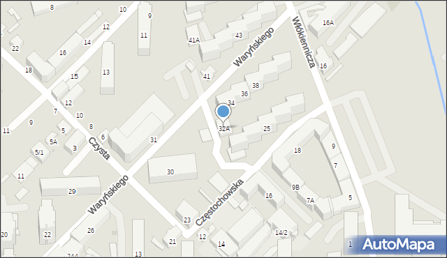 Białystok, Waryńskiego Ludwika, 32A, mapa Białegostoku
