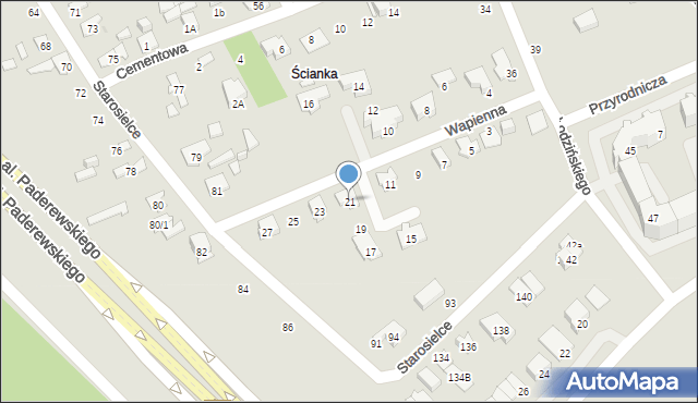 Białystok, Wapienna, 21, mapa Białegostoku