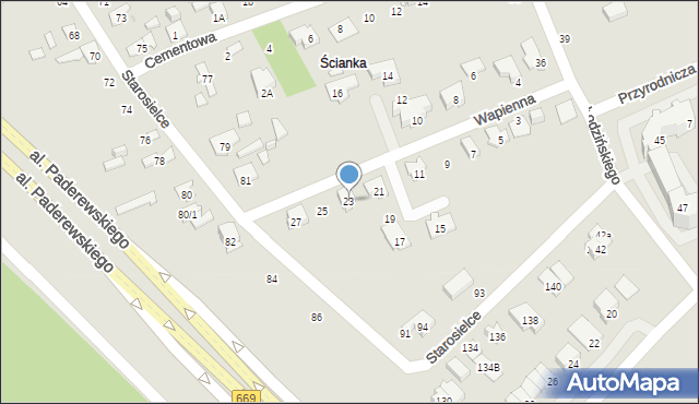 Białystok, Wapienna, 23, mapa Białegostoku