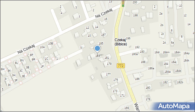 Bibice, Warszawska, 183, mapa Bibice