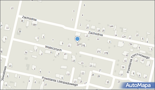 Bielsk Podlaski, Walecznych, 13, mapa Bielsk Podlaski