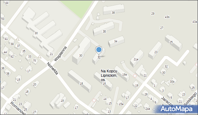 Bielsko-Biała, Wapienna, 32, mapa Bielsko-Białej