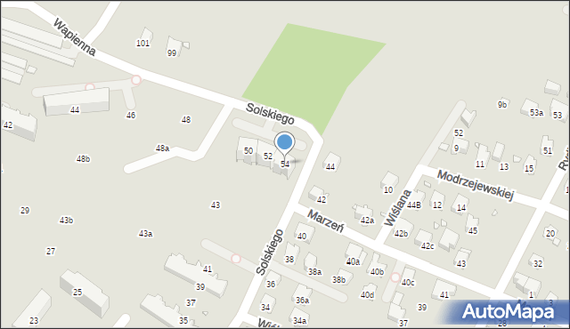 Bielsko-Biała, Wapienna, 54, mapa Bielsko-Białej