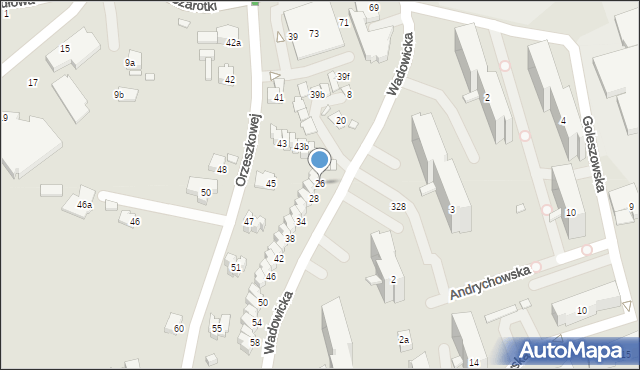 Bielsko-Biała, Wadowicka, 26, mapa Bielsko-Białej