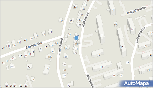 Bielsko-Biała, Wadowicka, 68, mapa Bielsko-Białej