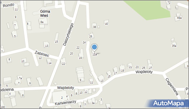 Bielsko-Biała, Wajdeloty, 11a, mapa Bielsko-Białej