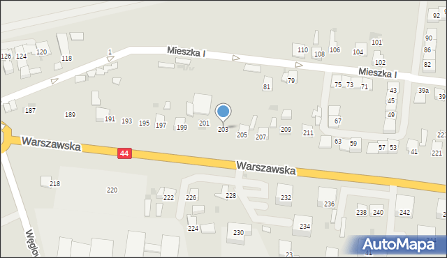 Bieruń, Warszawska, 203, mapa Bieruń