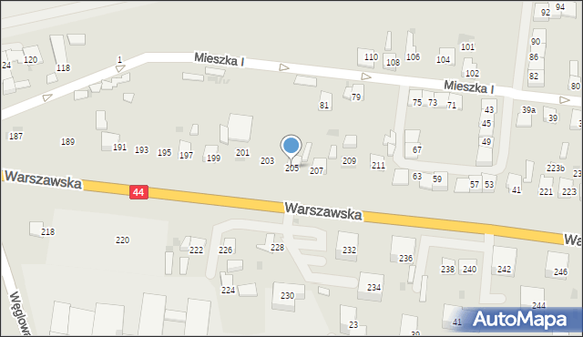 Bieruń, Warszawska, 205, mapa Bieruń