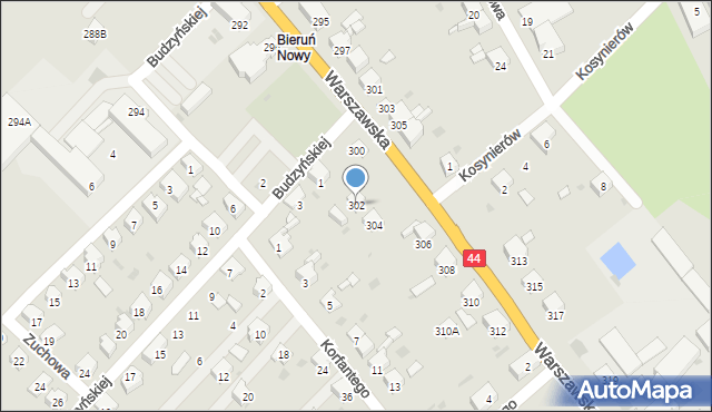 Bieruń, Warszawska, 302, mapa Bieruń