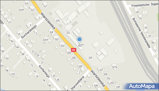 Bieruń, Warszawska, 323, mapa Bieruń