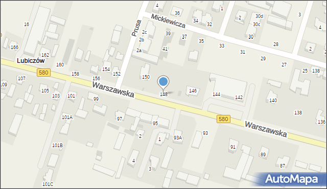 Blizne Jasińskiego, Warszawska, 148, mapa Blizne Jasińskiego