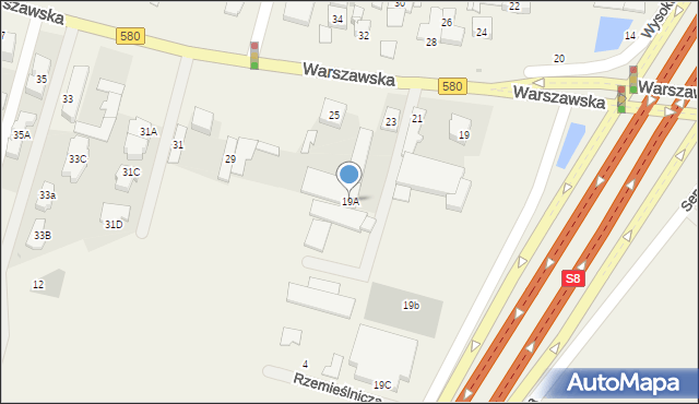 Blizne Łaszczyńskiego, Warszawska, 19A, mapa Blizne Łaszczyńskiego
