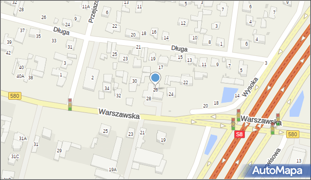 Blizne Łaszczyńskiego, Warszawska, 26, mapa Blizne Łaszczyńskiego