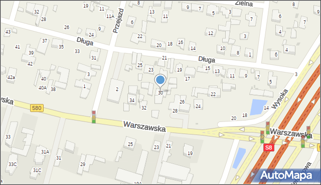 Blizne Łaszczyńskiego, Warszawska, 30, mapa Blizne Łaszczyńskiego