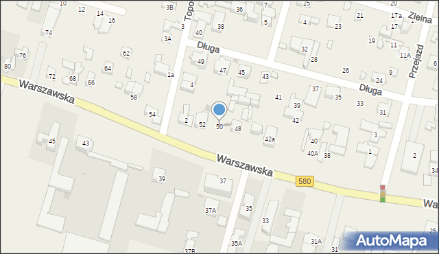 Blizne Łaszczyńskiego, Warszawska, 50, mapa Blizne Łaszczyńskiego