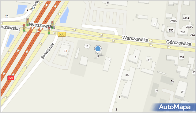 Blizne Łaszczyńskiego, Warszawska, 9, mapa Blizne Łaszczyńskiego