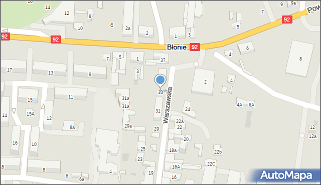 Błonie, Warszawska, 33, mapa Błonie
