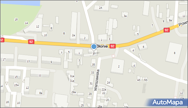 Błonie, Warszawska, 37, mapa Błonie