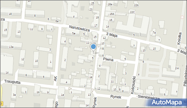 Błonie, Warszawska, 9, mapa Błonie