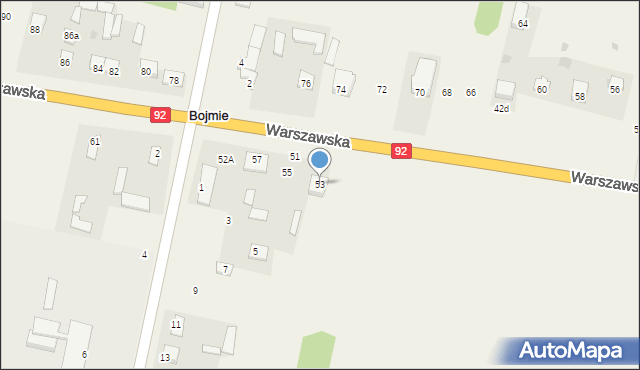 Bojmie, Warszawska, 53, mapa Bojmie