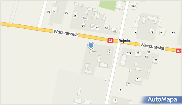 Bojmie, Warszawska, 61a, mapa Bojmie
