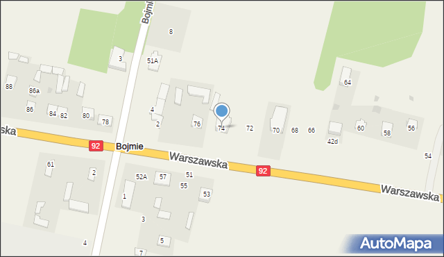 Bojmie, Warszawska, 74, mapa Bojmie