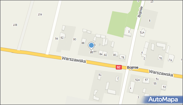 Bojmie, Warszawska, 86, mapa Bojmie