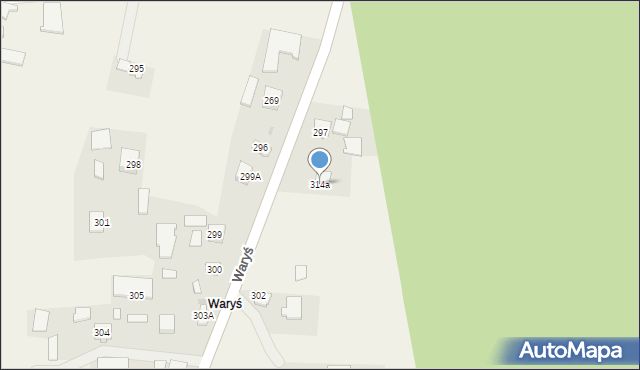Borzęcin, Waryś, 314a, mapa Borzęcin