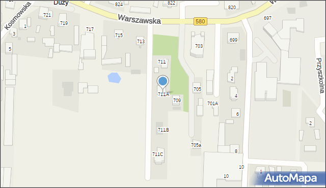 Borzęcin Duży, Warszawska, 711A, mapa Borzęcin Duży