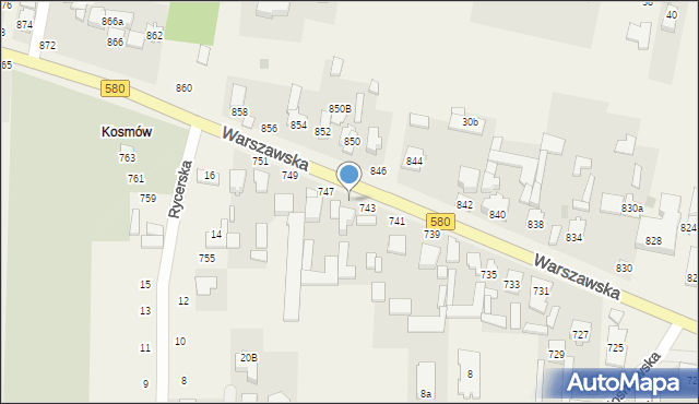 Borzęcin Duży, Warszawska, 745, mapa Borzęcin Duży