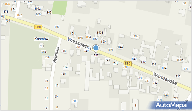 Borzęcin Duży, Warszawska, 747, mapa Borzęcin Duży