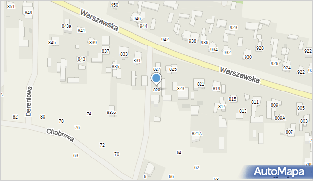 Borzęcin Duży, Warszawska, 829, mapa Borzęcin Duży