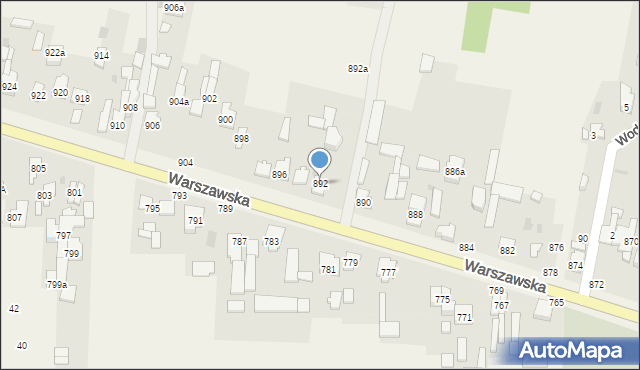 Borzęcin Duży, Warszawska, 892, mapa Borzęcin Duży